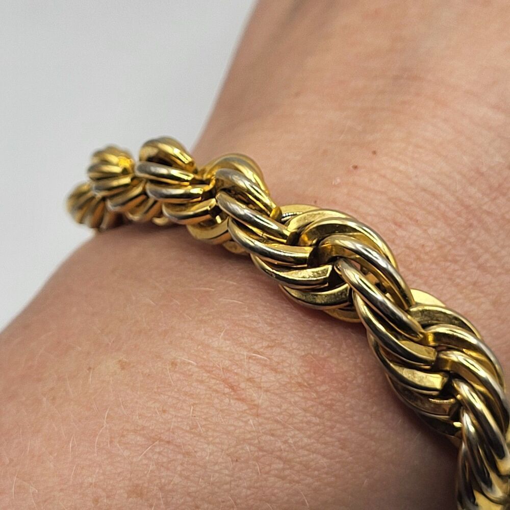 Vintage Napier Chunky Bracelet Gold Tone PAT #4.774.743 Twisted Links Rope Heavy